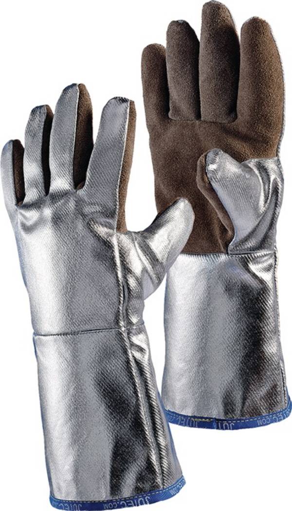 Hitzesch.handsch.5-Finger Universal braun/silber Spaltled.alumin.Preox-Aramid