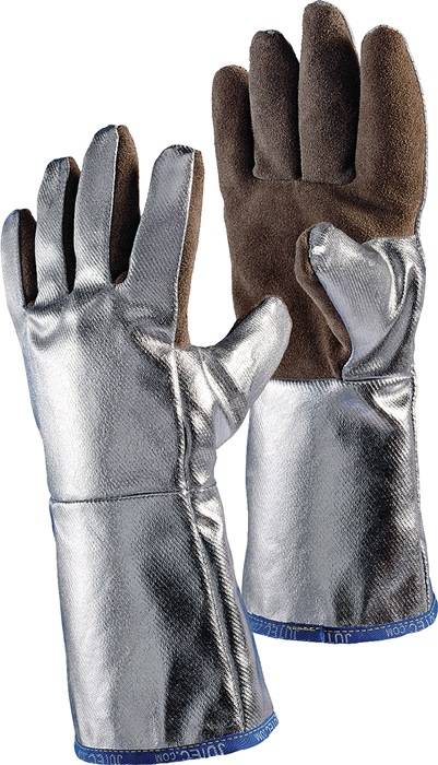 Hitzesch.handsch.5-Finger Universal braun/silber Spaltled.alumin.Preox-Aramid-0