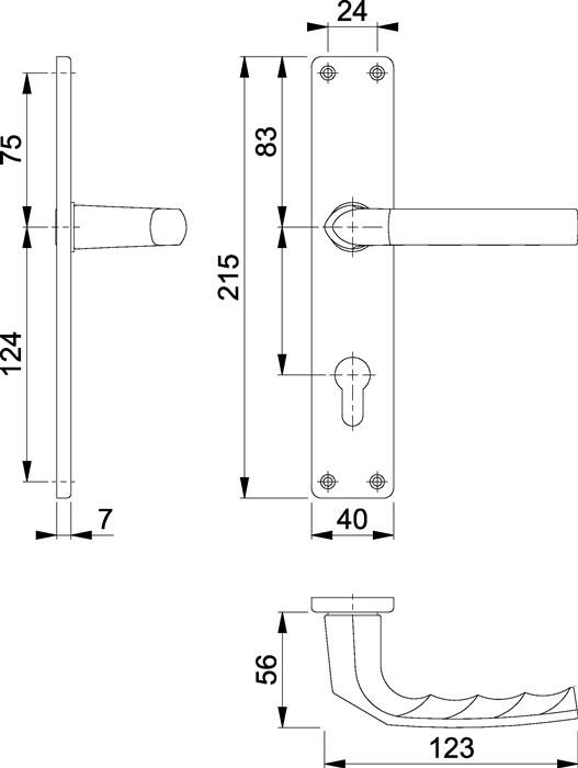 Langschildgarnitur Birm.1117/202SP Alu.F1 PZ 72mm DIN L/R HOPPE-1