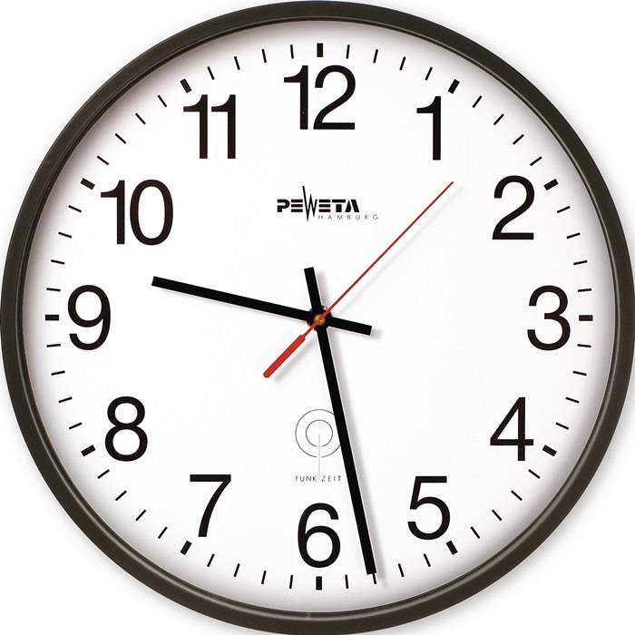 Peweta KG (GmbH + Co) Funkuhr Funkuhr Ku.schwarz D.250mm 1,5V Zahlen 51.130.212