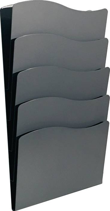 Prospekthalter H430xB240xTmm Anz.Fächer 5 DIN A4 Metall schwarz-0