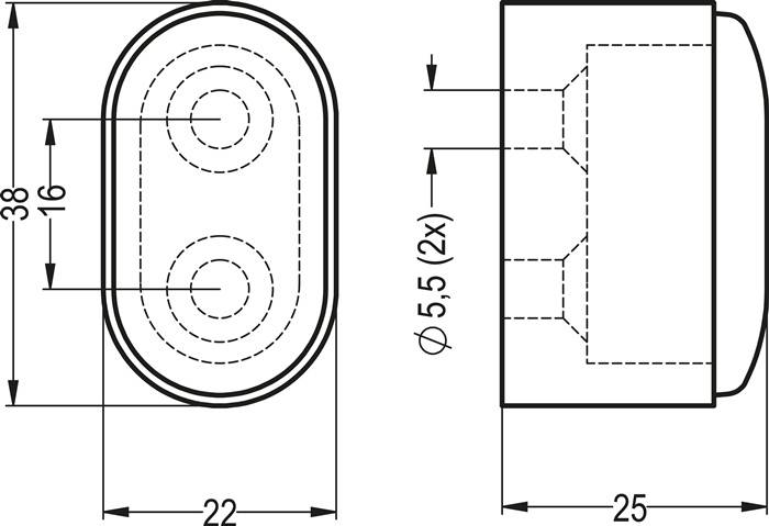 Wandtürpuffer 4700/4702/4704 Alu.schwarz ku.-besch.L.25mm HERMETA-1