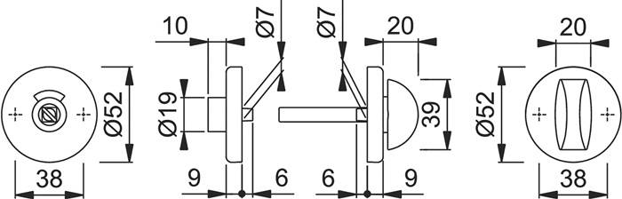 Schlüsselrosetten-Paar 42KVS Alu.F1/naturf.Schildst.9mm RWSK/OL rd.HOPPE-1
