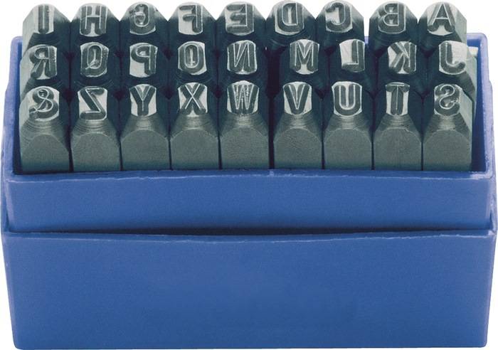 Schlagbuchstabensatz 329 27-tlg.Großbuchstaben A-Z Schrift-H.8mm in Ku.-Box-0