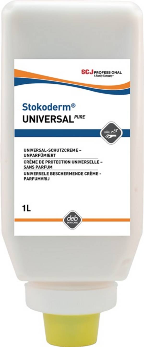 Hautschutzcreme Stokoderm Univ.PURE 1l schwach fettend,unparfümiert Softflasche