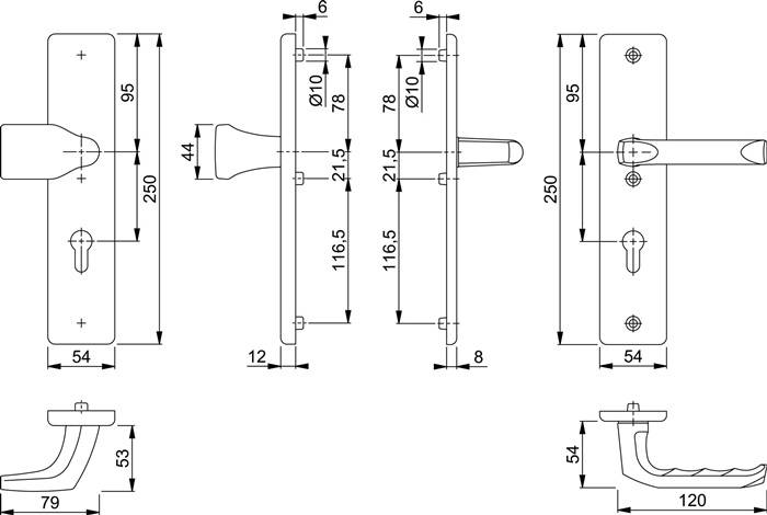 Schutzgarnitur London 78G/2221A/2440/113 Alu.F1 72mm 37-42mm HOPPE-1