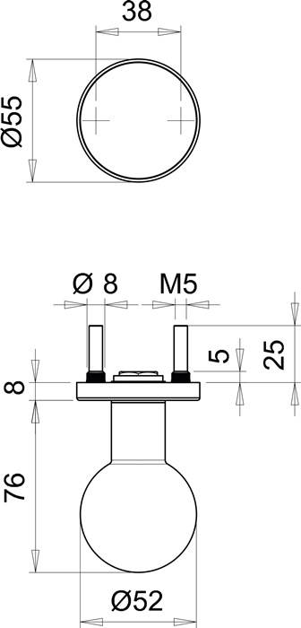 Türknopf K5/052/01 VA F00 Aufnahme 8mm Kugelknopf EDI-1