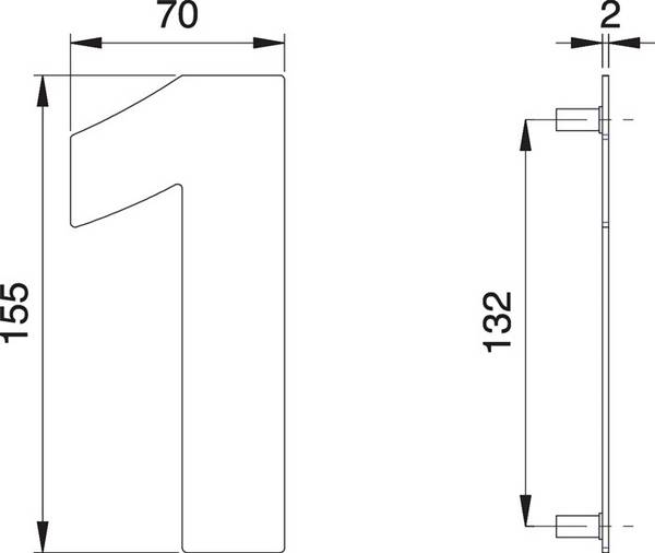 Hausnummer Ziffer 1 VA ma 155mm B.70mm EDI