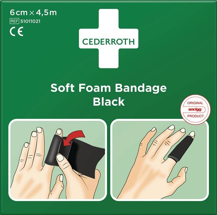 Soft Foam Bandage selbsthaftend elastisch,schwarz Rl.6cmx4,5m CEDERROTH-0