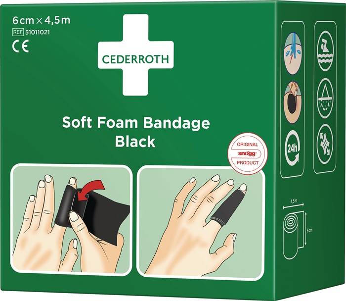 Soft Foam Bandage selbsthaftend elastisch,schwarz Rl.6cmx4,5m CEDERROTH-1