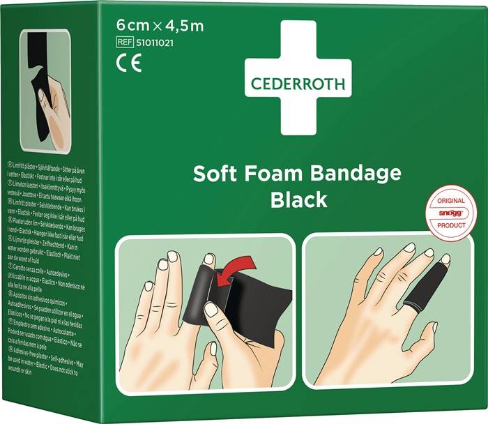 Soft Foam Bandage selbsthaftend elastisch,schwarz Rl.6cmx4,5m CEDERROTH-1