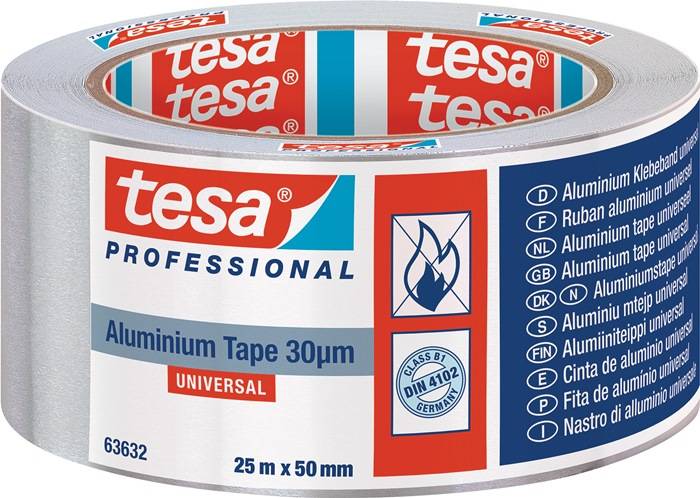 Aluminiumklebeband Univ.63632 m.Liner L.25m B.50mm Rl.TESA-0