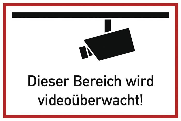 Hinweiszeichen Videoüberwacht L300xB200mm weiß schwarz Alu.-0