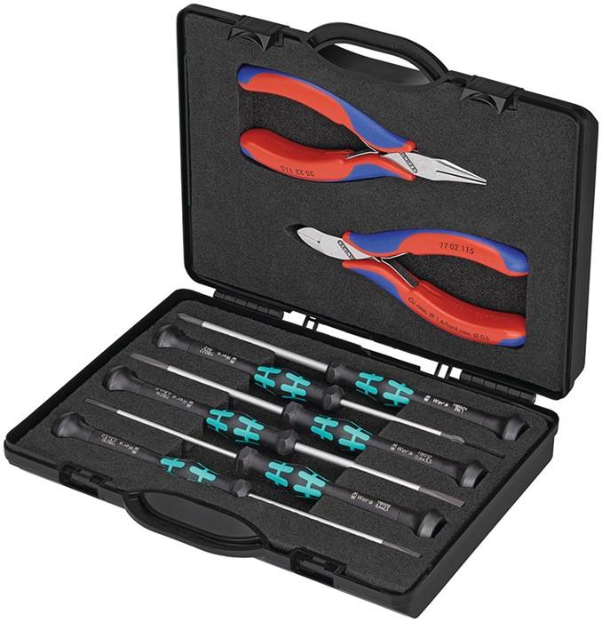 Elektronikwerkzeugsatz 8tlg.im Kunststoffkoffer KNIPEX-0