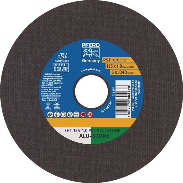 Trennscheibe EHT PSF ALU+STONE D125x1mm ger.Bohr.125mm PFERD