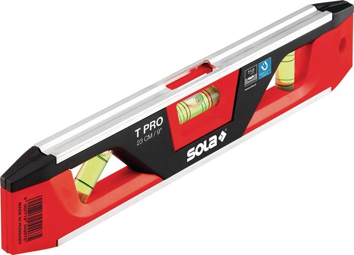 Torpedowasserwaage T PRO 23cm Aluminium/ABS Ku.rot/schwarz 1 mm/m 1 mm/m SOLA-0