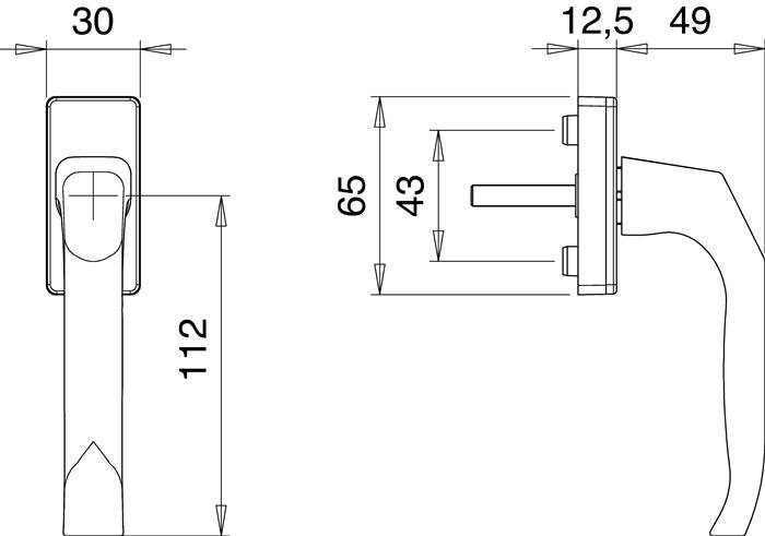 Fenstergriff 1003/1035 Alu.35mm F2/neusilberfarbig Stand.EDI-5