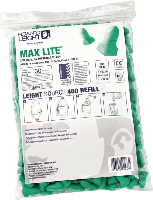 Gehörschutzstöpsel MAX LITE REFILL LS400 EN352 SNR 34 dB Nachfüllpack 200 PA/Pk.-0