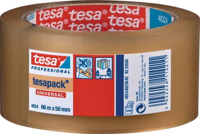 Verpackungsklebeband PP tesapack® 4024 farblos L.66m B.50mm Rl.-0