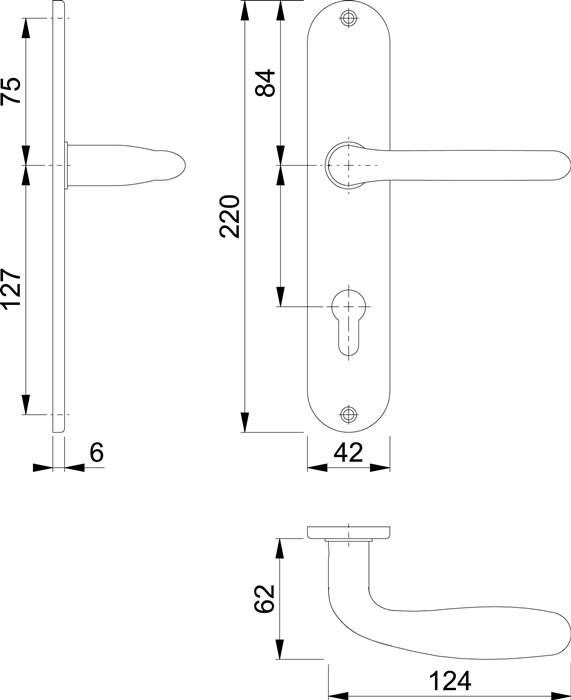 Langschildgarnitur Cardiff E1850Z/302 VA F69 PZ 72mm DIN L/R HOPPE-1