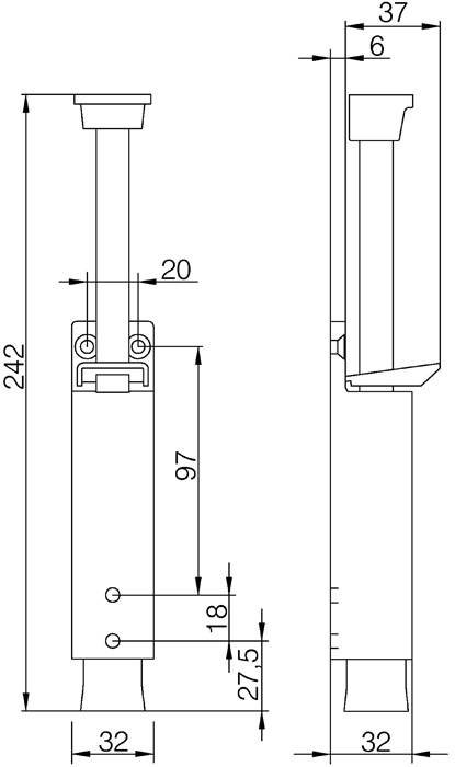 Türfeststeller 3837 0060 22 Zinkdruckg.silber lack.Hubh.90mm Türmontage DENI-2