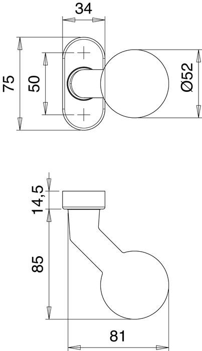 Profiltür-Knopf 2033/4020 Material VA EST fest EDI-2