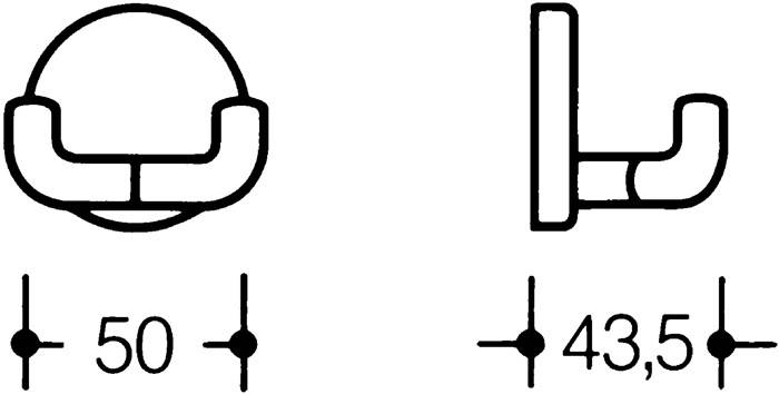 Doppelhaken 477.90.025 2 Hak.PA 99 reinweiß D.50mm A.43,5mm HEWI-1