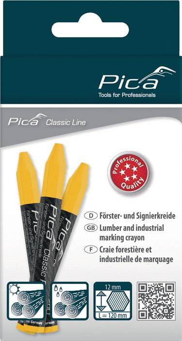 Pica-Marker Försterkreide PRO 12x120mm, gelb 590/44-2
