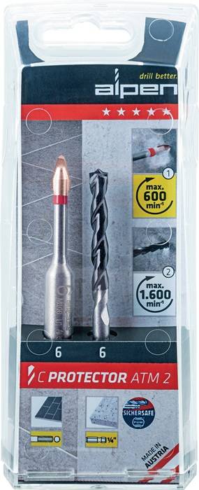 Feinsteinzeugfliesenbohrerset C PROTECTOR D.6mm 2 St./Set ALPEN-0