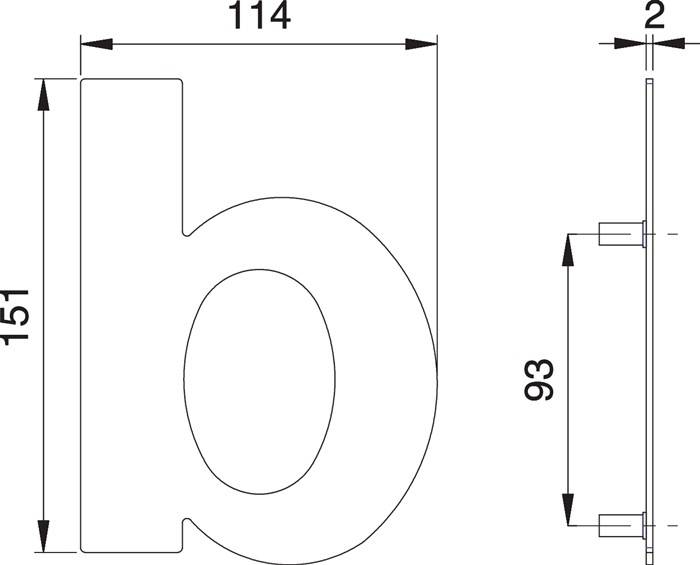 Hausnummer Buchstabe b VA ma 151mm B.114mm EDI