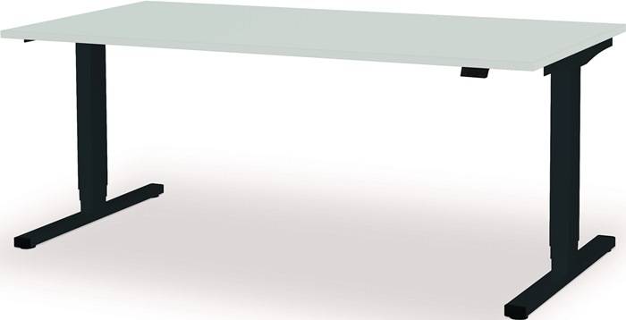 Mauser Einrichtungssysteme GmbH & Co. KG Schreibtisch levero H650-1250xB1800xT800mm anthrazitgrau/lichtgrau elektr.MAUSE