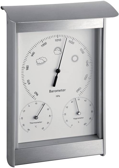 Wetterstation H215xB145xT70mm silber/weiß Alu/KU f.innen/außen TFA-0