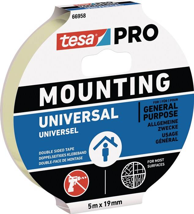 Montageband Mounting PRO Univ.66958 weiß L.5m B.19mm TESA-0