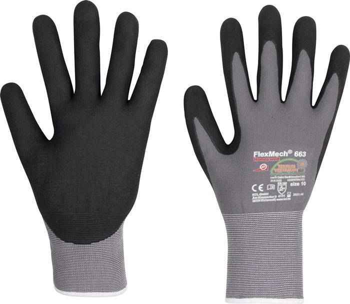 Handschuhe FlexMech 663 Gr.9 grau/schwarz Nylon/Elastan/Nitrilschaum 10 PA-0