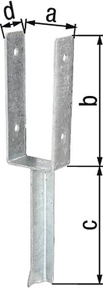 U-Pfostenträger ETA-10/0210 91x200x200x50mm TZN m.Betonanker a.T-Eisen GAH-0