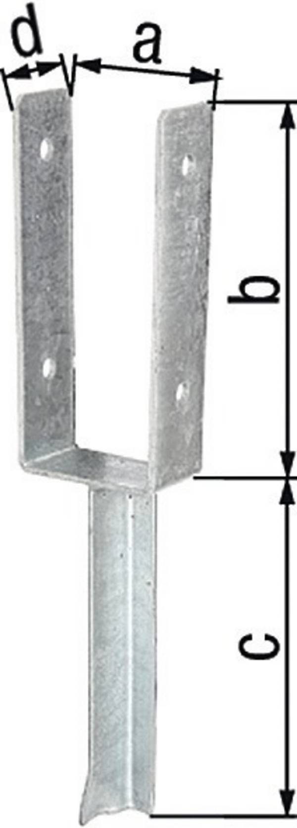 U-Pfostenträger ETA-10/0210 91x200x200x50mm TZN m.Betonanker a.T-Eisen GAH