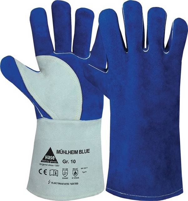 Schweißerhandschuhe Mühlheim Blue Gr.8 blau/grau Rindspaltleder