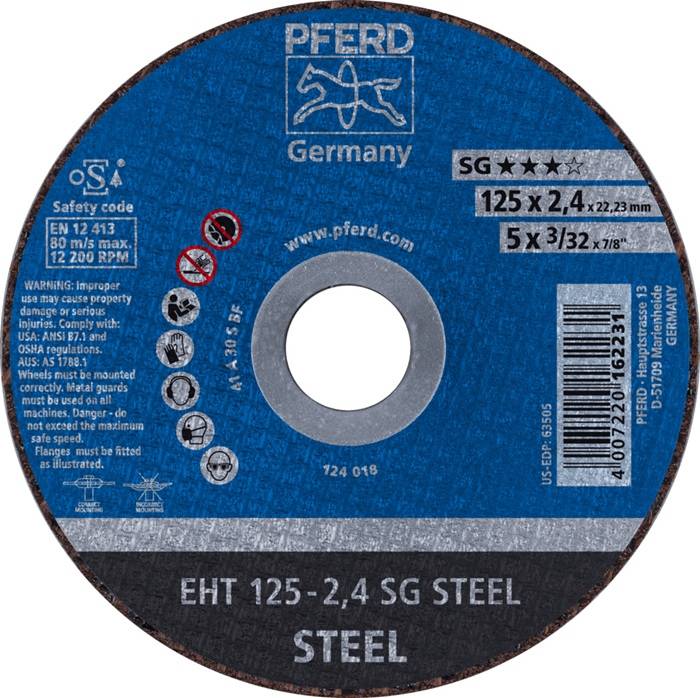 August Rüggeberg GmbH&Co. KG Pferd - Werkzeuge Trennscheibe SG STEEL D125x2,4mm ger.STA Bohr.22,23mm PFERD 61321222-0
