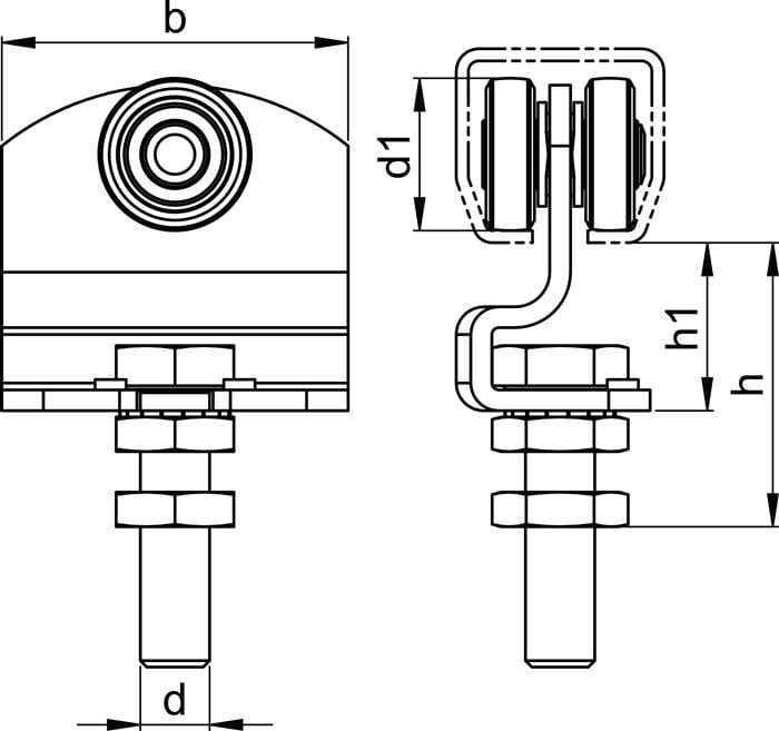 Rollapparat -90 190 f.Pro 100 STA verzinkt,gelb 30kg HELM-1