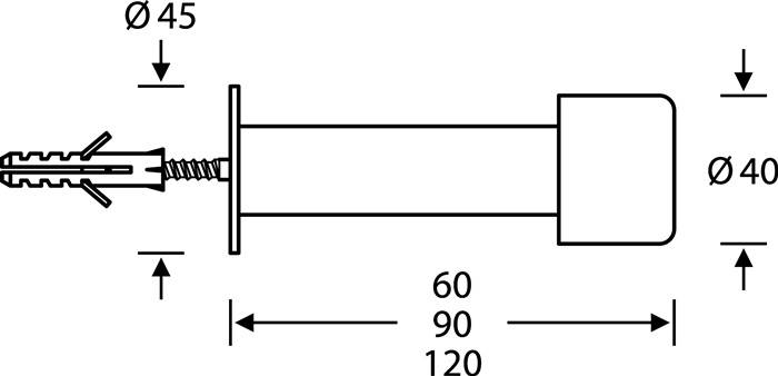 Wand-Türpuffer,120mm 0 38 3880,F69 matt,Ø40mm FSB-1