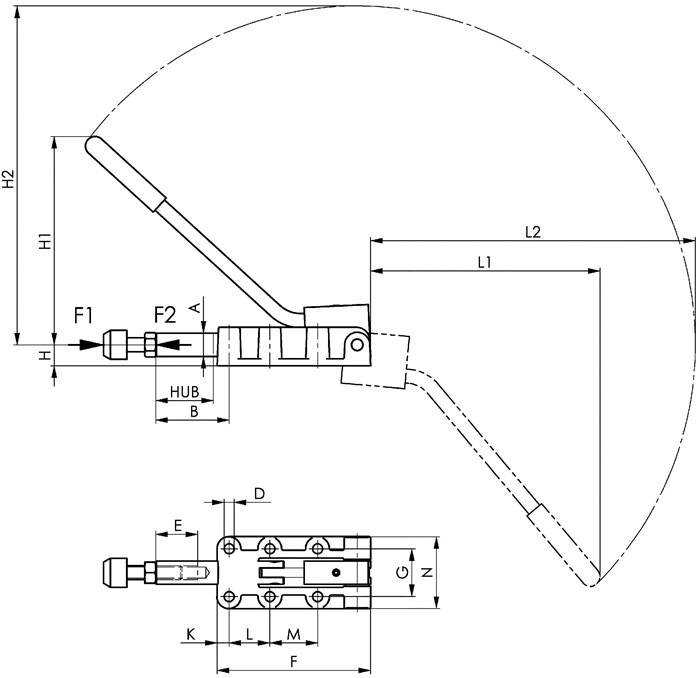 Schubstangenspanner Nr.6842PL Gr.4 schwer umsteckbarer Handhebel AMF-1