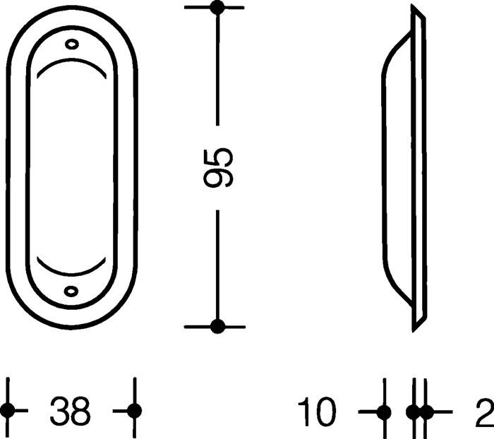Einlassmuschel 542 PA ma 90 tiefschwarz L.95mm B.38mm HEWI-1