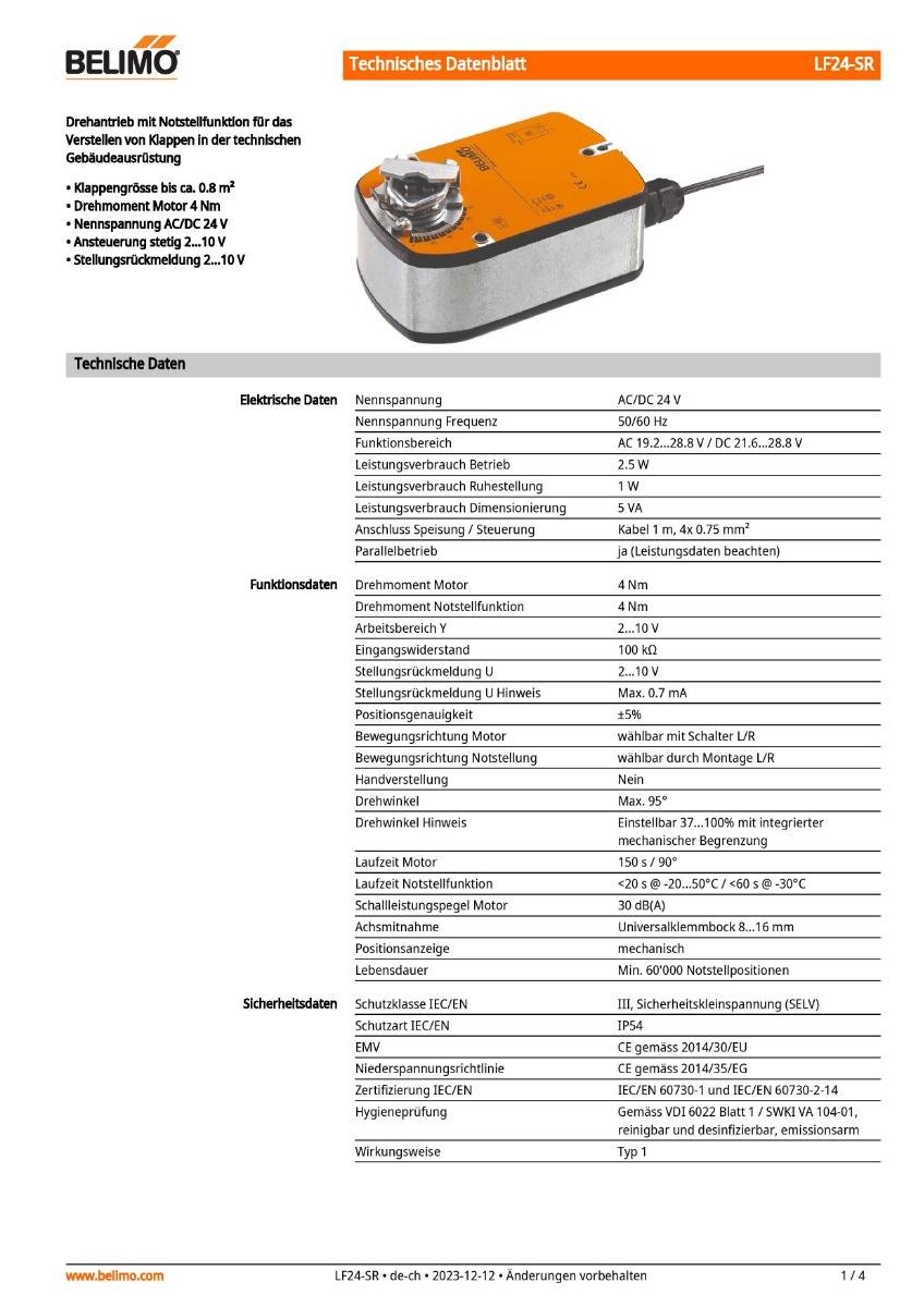Klappenantrieb AC/DC 24V | LF24-SR | 4Nm, stetig, IP54, 150 s, Notstellf.-1