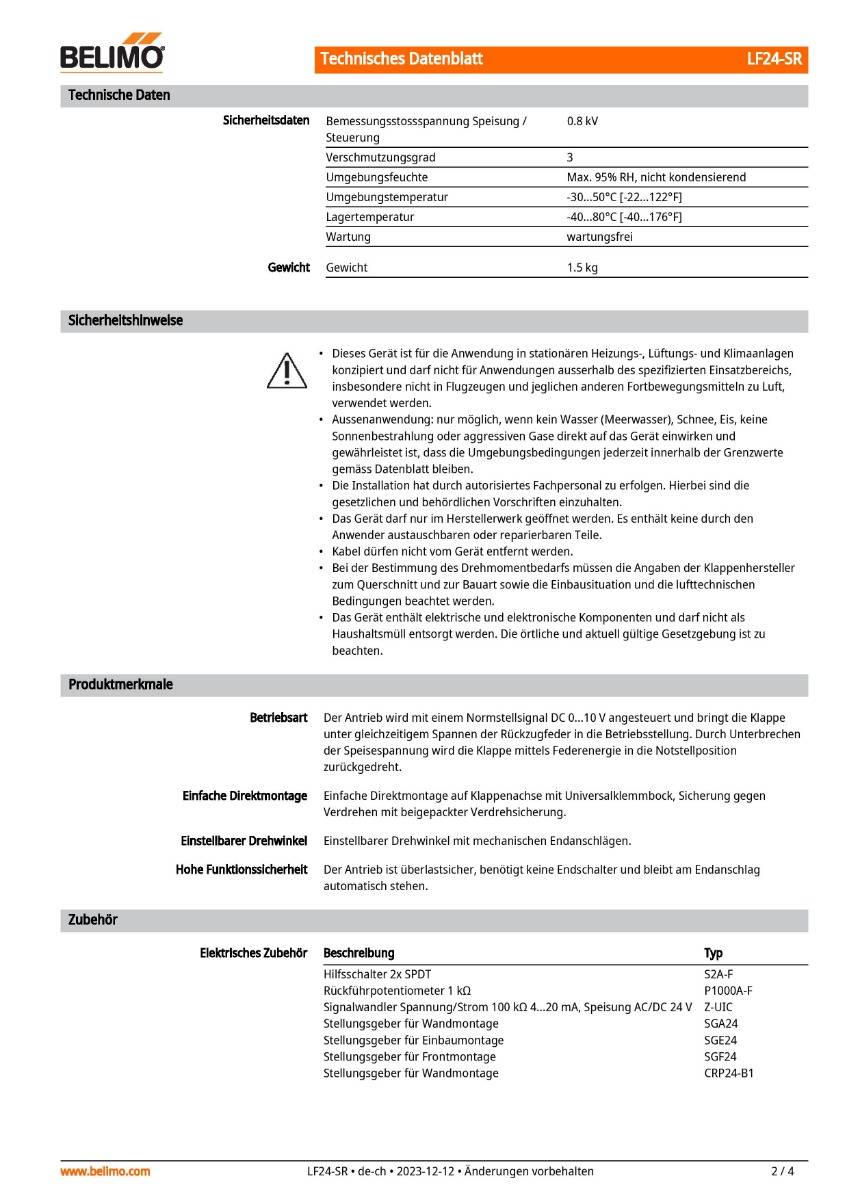 Klappenantrieb AC/DC 24V | LF24-SR | 4Nm, stetig, IP54, 150 s, Notstellf.-2
