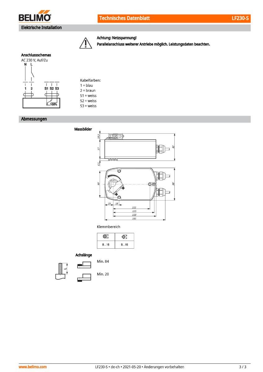 Klappenantrieb AC 230V, HS | LF230-S | 4Nm, Auf-Zu, 40...75 s,IP54, Notstellf.-3