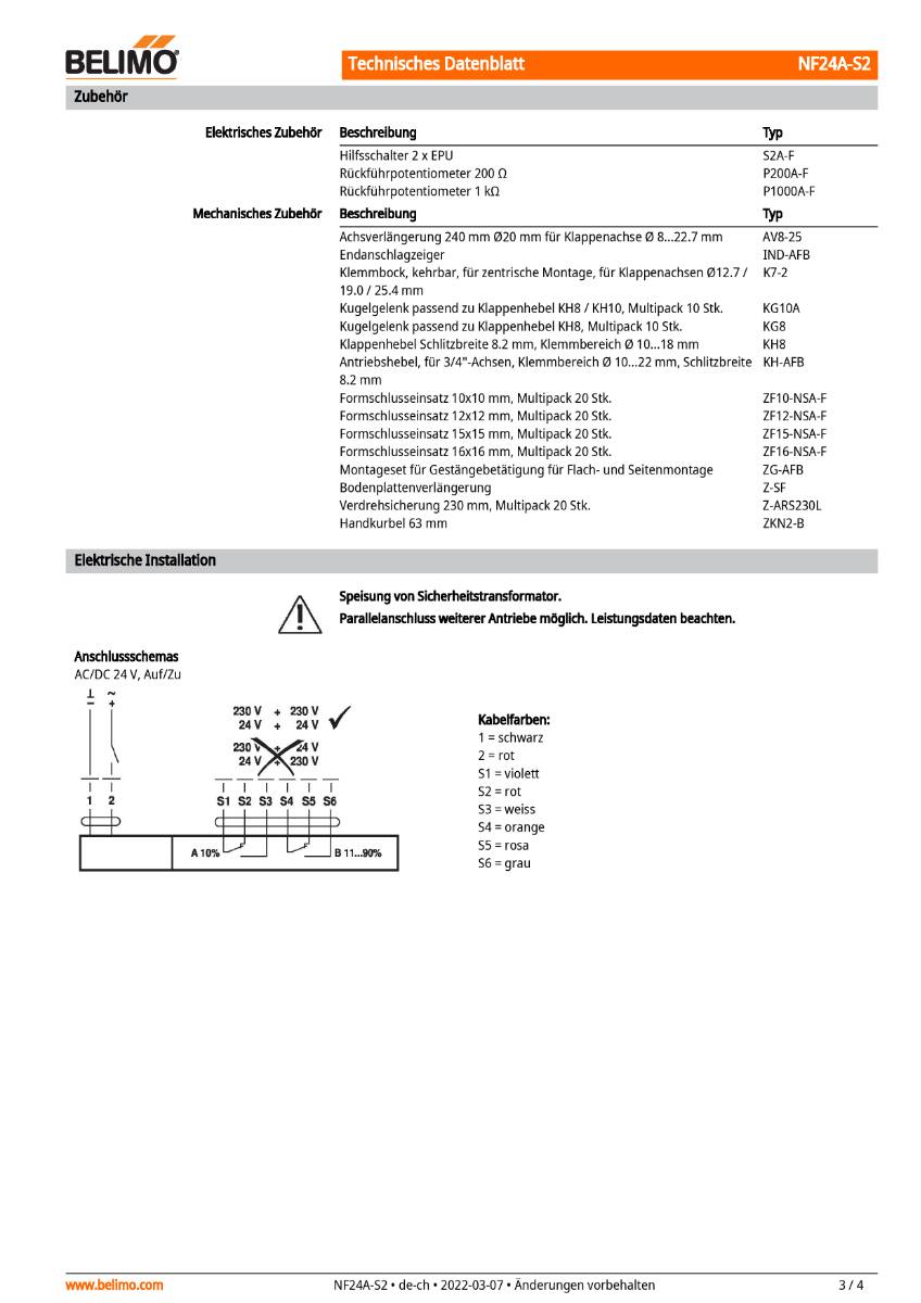 Klappenantrieb AC/DC 24 V, 10Nm | NF24A-S2 | Auf-Zu,75s,IP54,Notstellf.,Hilfssch.-3