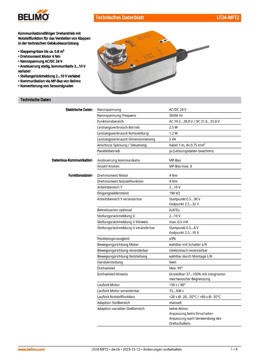 Klappenantrieb AC/DC 24V, MFT | LF24-MFT2 | 4Nm, stetig, 150 s, IP54, Notstellf.-1