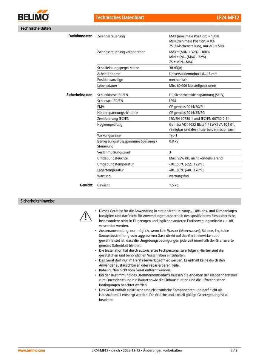 Klappenantrieb AC/DC 24V, MFT | LF24-MFT2 | 4Nm, stetig, 150 s, IP54, Notstellf.-2