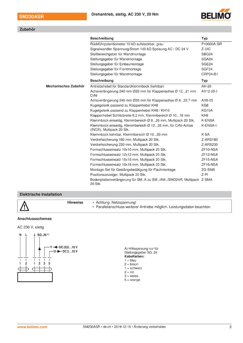 Klappenantrieb AC 230V | SM230ASR | 20Nm, stetig, 150 s, IP54-3