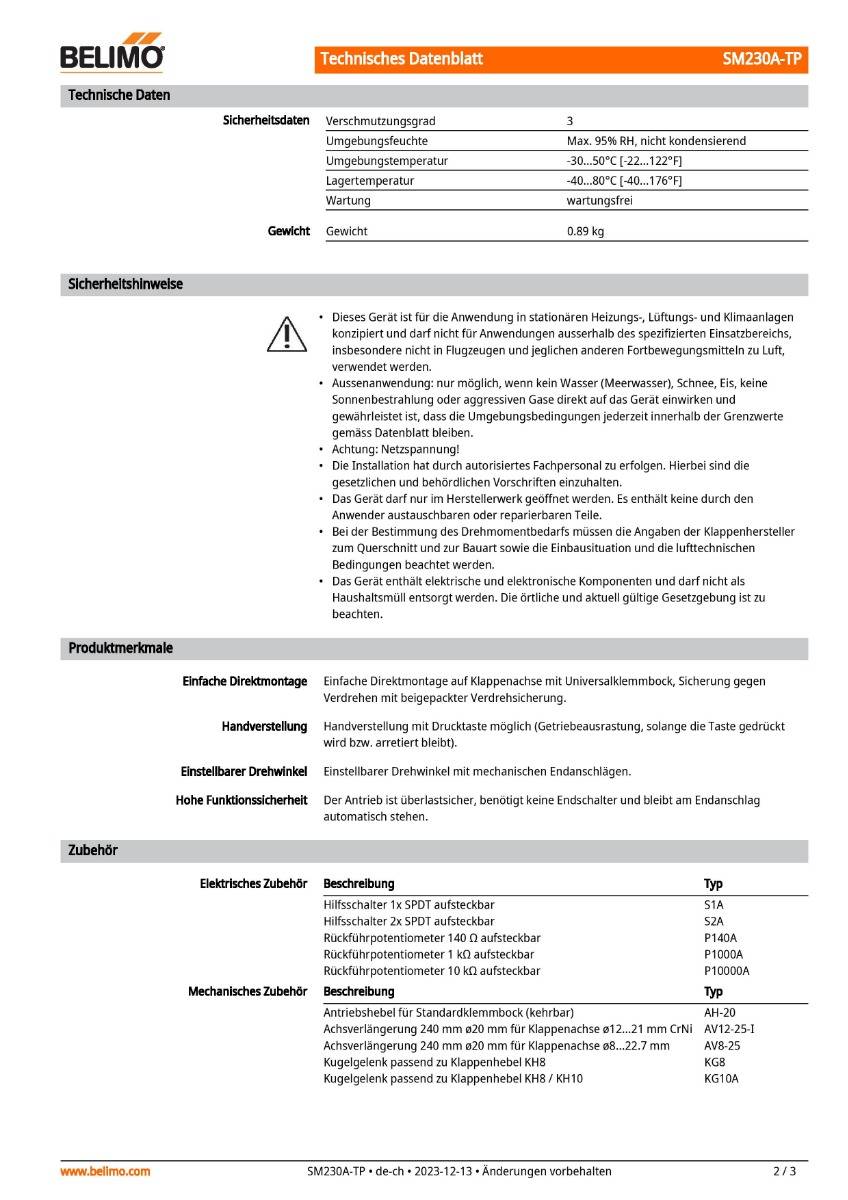 Klappenantrieb AC 230V | SM230A-TP | 20Nm,Auf-Zu o. 3-Pkt.,150 s,IP54,Klemme-2